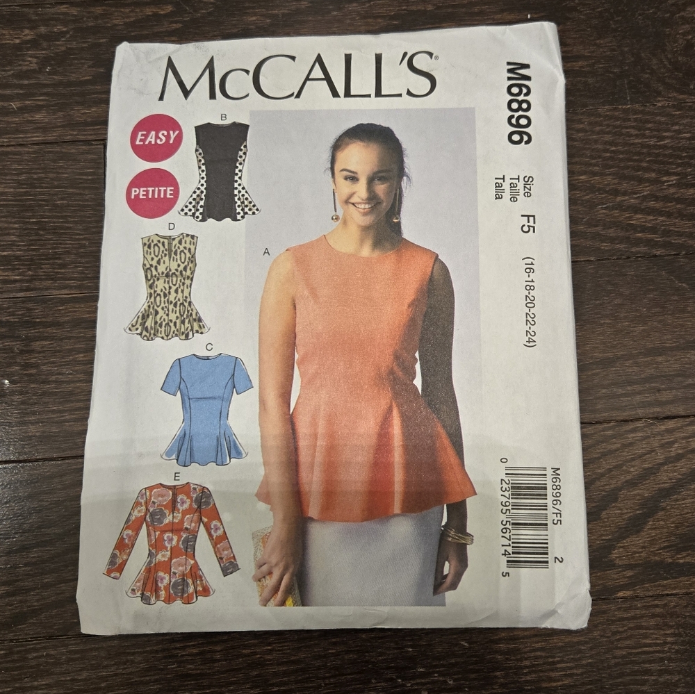 Mccall's Women's shirt pattern Size 16 to 24